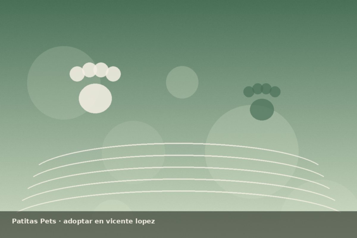 Ilustración adopción y bienestar animal en Vicente López, foto única Patitas Pets (Pillow)