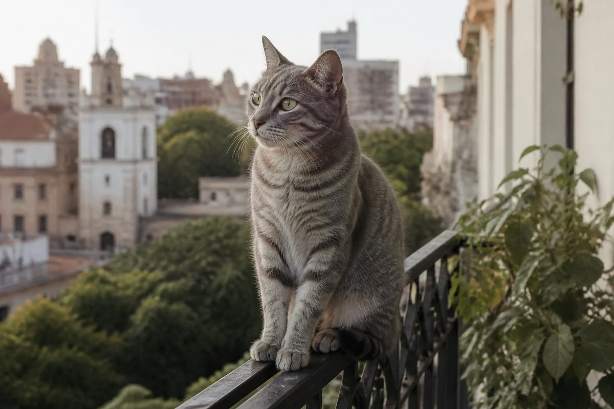 Perro mestizo atigrado en patio de baldosas mirando a cámara, foto ilustrativa (no Unsplash)