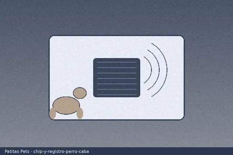 Ilustración de microchip y perro