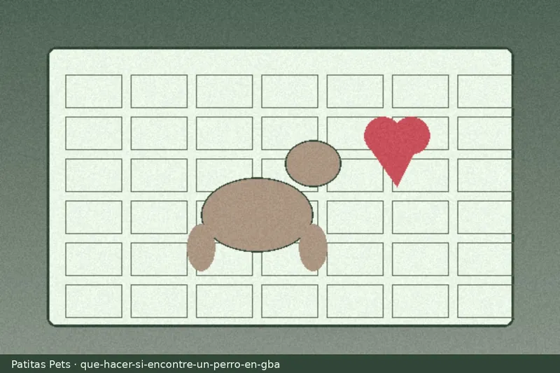 Ilustración de perro hallado en vereda del conurbano con corazón